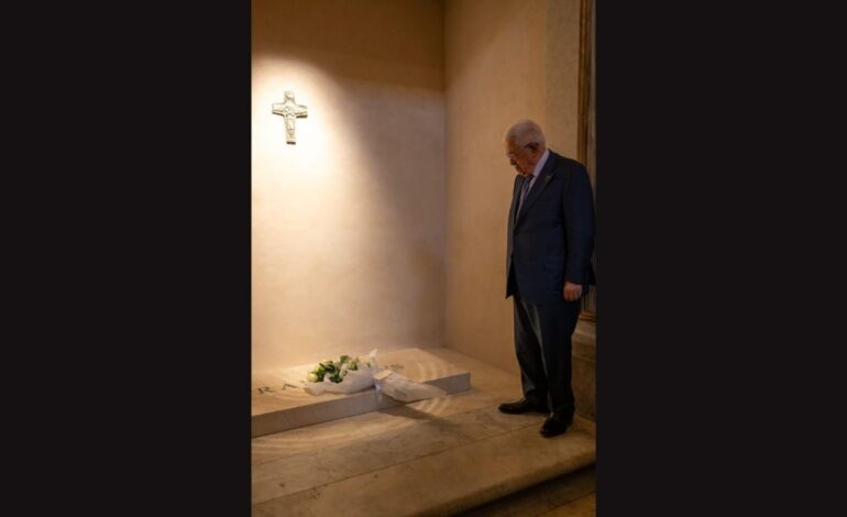 Palestinian President Mahmoud Abbas Pays Tribute at the Tomb of Pope Francis