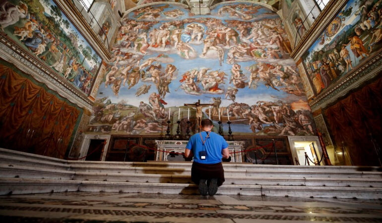 Michelangelo’s The Last Judgment begins careful three month cleaning inside the Sistine Chapel