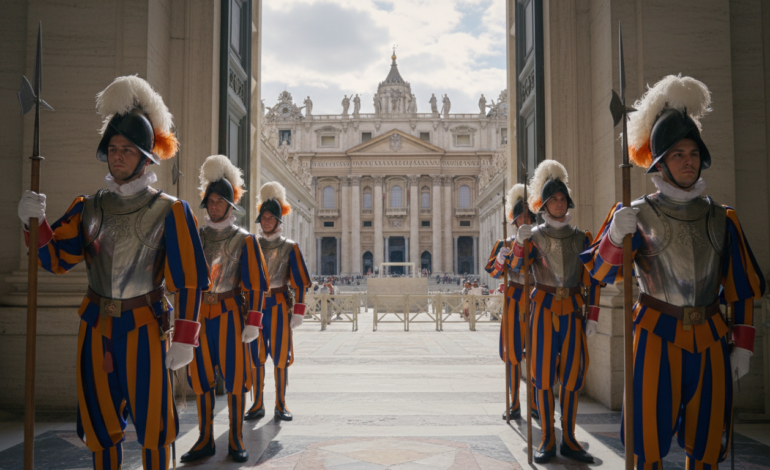 Pope Leo XIV Meets Swiss Guards at Vatican Today