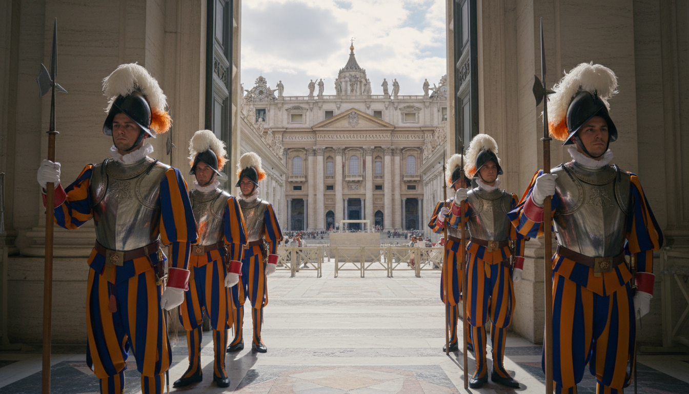Pope Leo XIV Meets Swiss Guards at Vatican Today