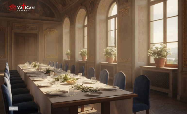 Pope Leo XIV shares lunch with the poor at Castel Gandolfo