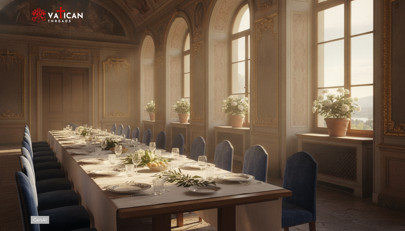 Pope Leo XIV shares lunch with the poor at Castel Gandolfo